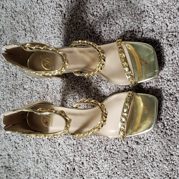 Back To Glam Triple Strap Gold Chrome Heels - Picture 7 of 13